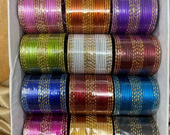 Indian Kids Metal Bangles Red Blue Green Maroon Magenta Gold Black with Gold Churiya