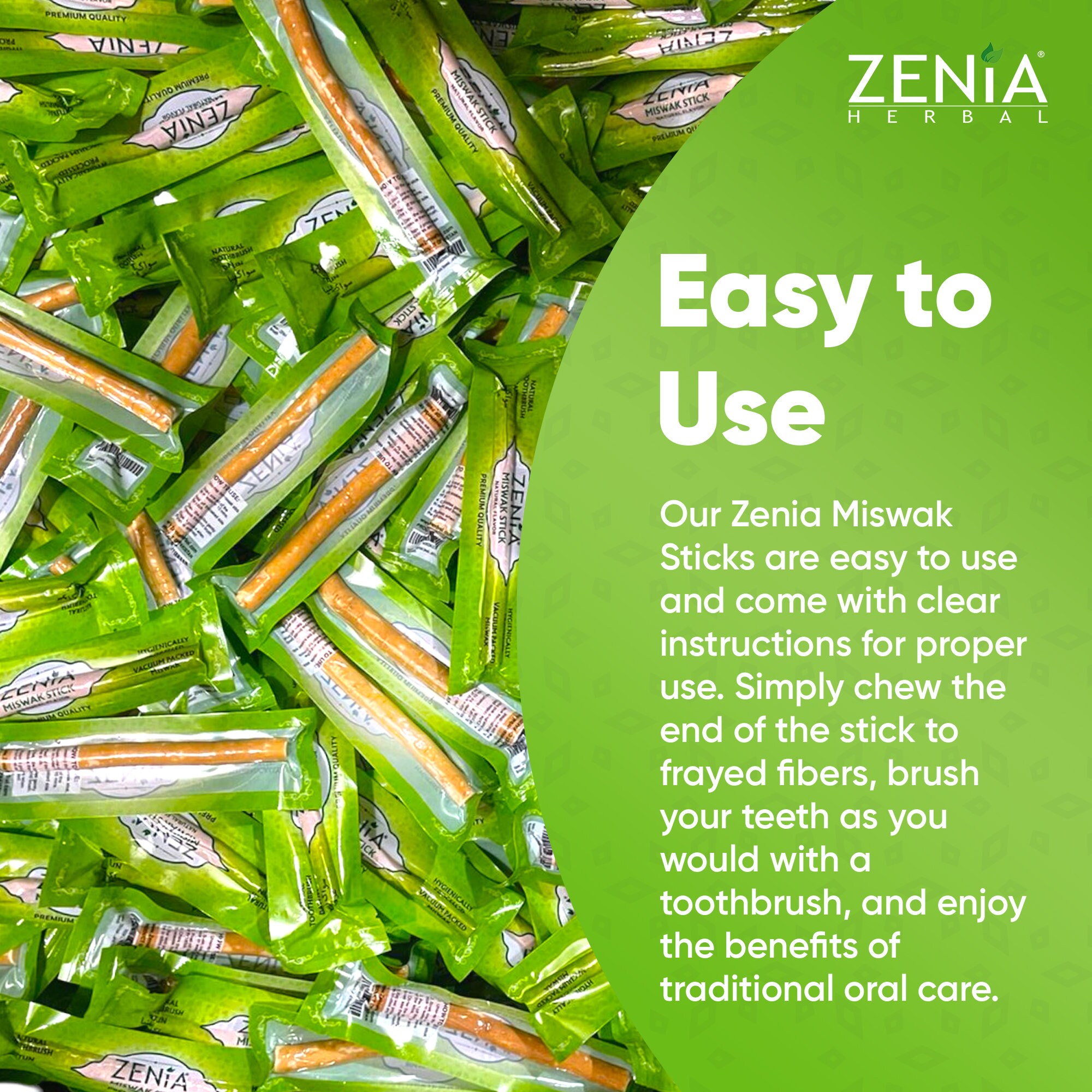 Zenia Sewak Natural Miswak Traditional Toothbrush - Vacuum Sealed