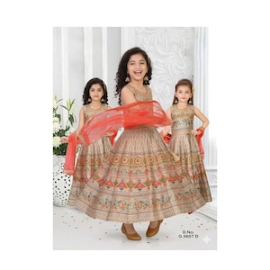 Lehenga Choli Set for Girls – Art Silk Fabric, Indian Gown