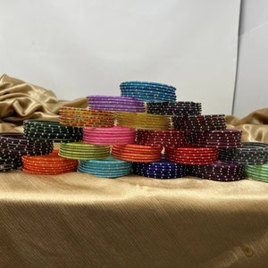 12 Packs Indian Glass Bangles Chudiyan Set  Available in Different Colors and Sizes Mera Bharat #1