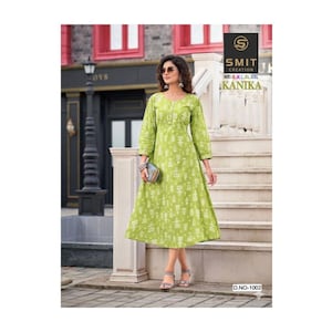 ankle length formal dress Cotton Linen Guana Embroidered A-Line Pleated Brown Dress for Ladies