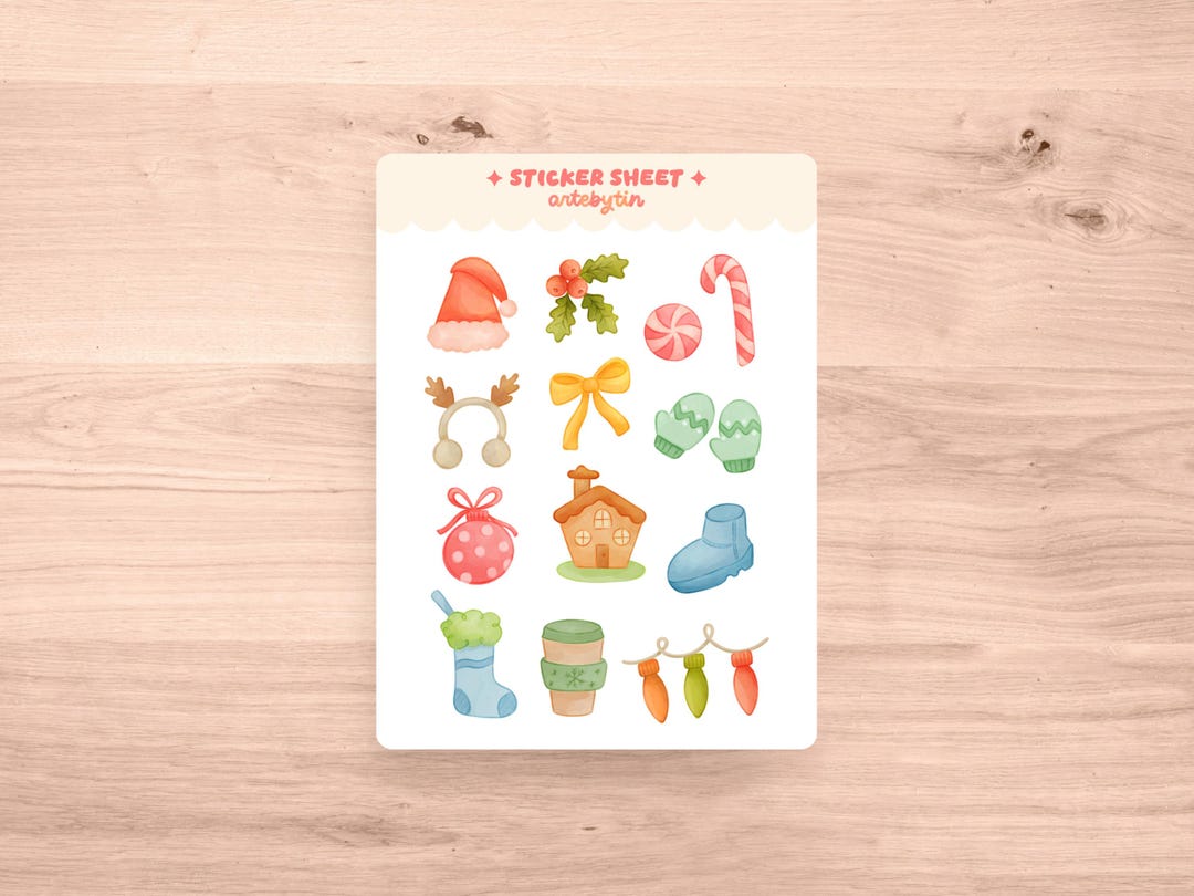 Sticker Sheet | Cozy Stickers, Matte Planner Stickers, Holiday Stickers ...