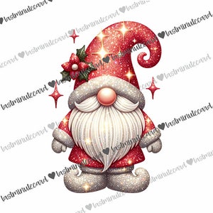 Disegni di sublimazione degli gnomi glitterati, disegno di sublimazione del ricamo finto di paillettes natalizie Scarica PNG, PNG di Natale, stampa DTF, download digitale