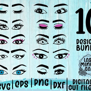 Woman Eyes SVG Bundle: Eyelashes & Eyebrows Cut Files (Digital Download)