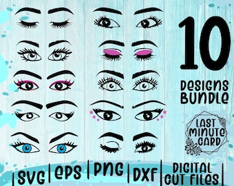 Woman Eyes SVG Bundle: Eyelashes & Eyebrows Cut Files (Digital Download)