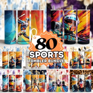 80 Sports Tumbler Wrap Designs: 20oz Sublimation Bundle (Digital Download)