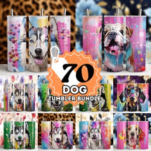 70 Dog Tumbler Wrap Bundle, Dog Sublimation, 20oz Sublimation Tumbler Designs, Skinny Straight Tumbler, Digital Download, Dog Mom Gift PNG