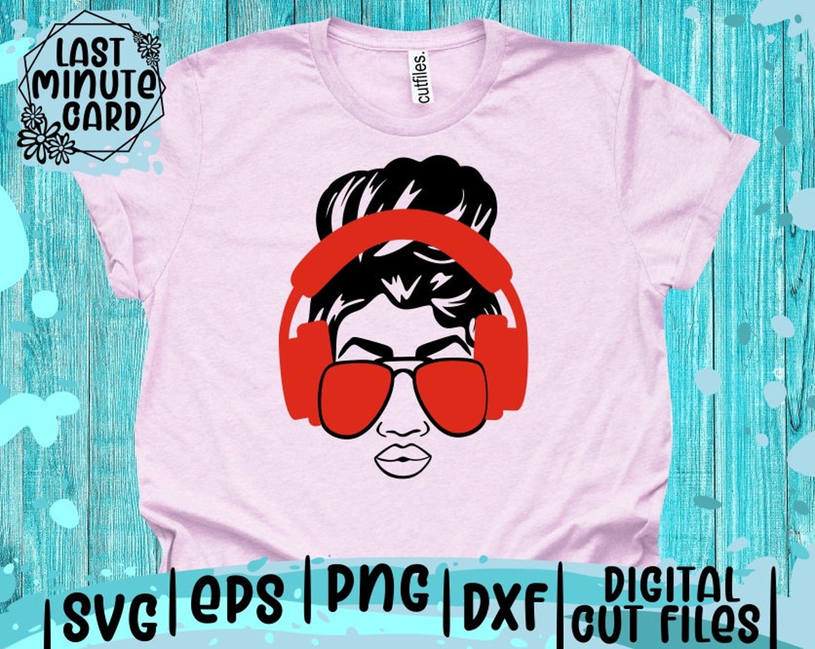 Download Woman in Messy Bun svg Headphones svg Afro Hair svg Black | Etsy