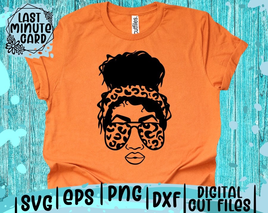 Woman in Messy Bun svg Leopard Print svg Afro Hair svg | Etsy
