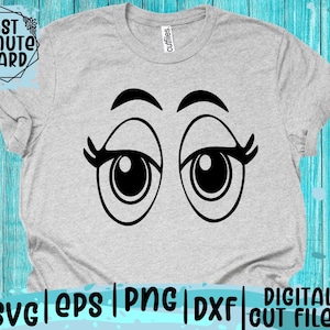 Cartoon Eyes SVG: Anime Eyelashes, Makeup Woman (Digital Download)