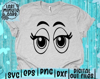 Cartoon Eyes SVG: Anime Eyelashes, Makeup Woman (Digital Download)