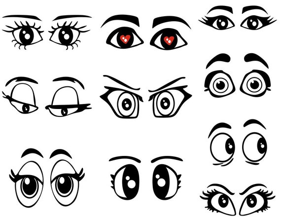 Cartoon Eyes Bundle Svg Anime Svg Eyelashes Svg Comic Svg