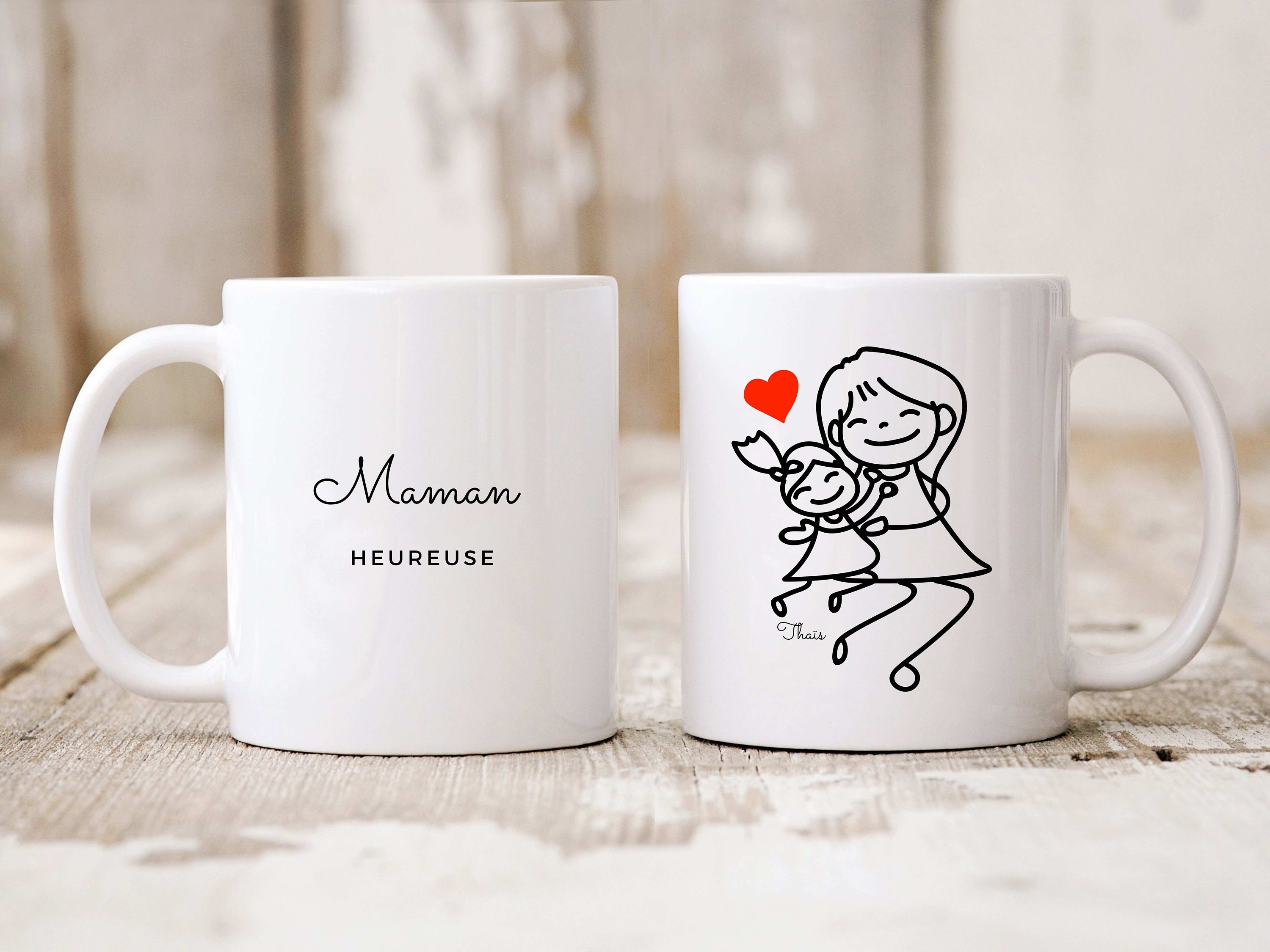 Mug Maman Heureuse à Personnaliser avec Un Prénom | Fille