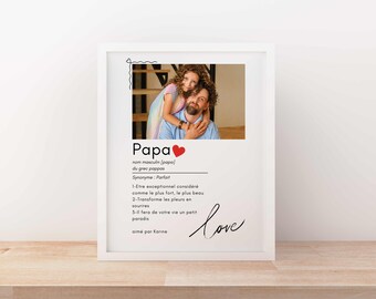 Affiche Définition Papa - Cadeau Papa - Cadeau Personnalisé Papa - Dictionnaire - Cadeau Naissance - Fête des pères -