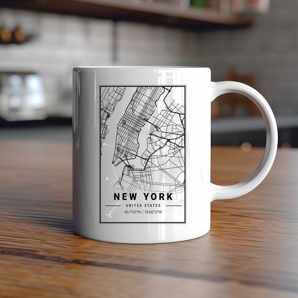 Mug New York - New York - Cadeau New York - Idee Cadeau - Carte New York -