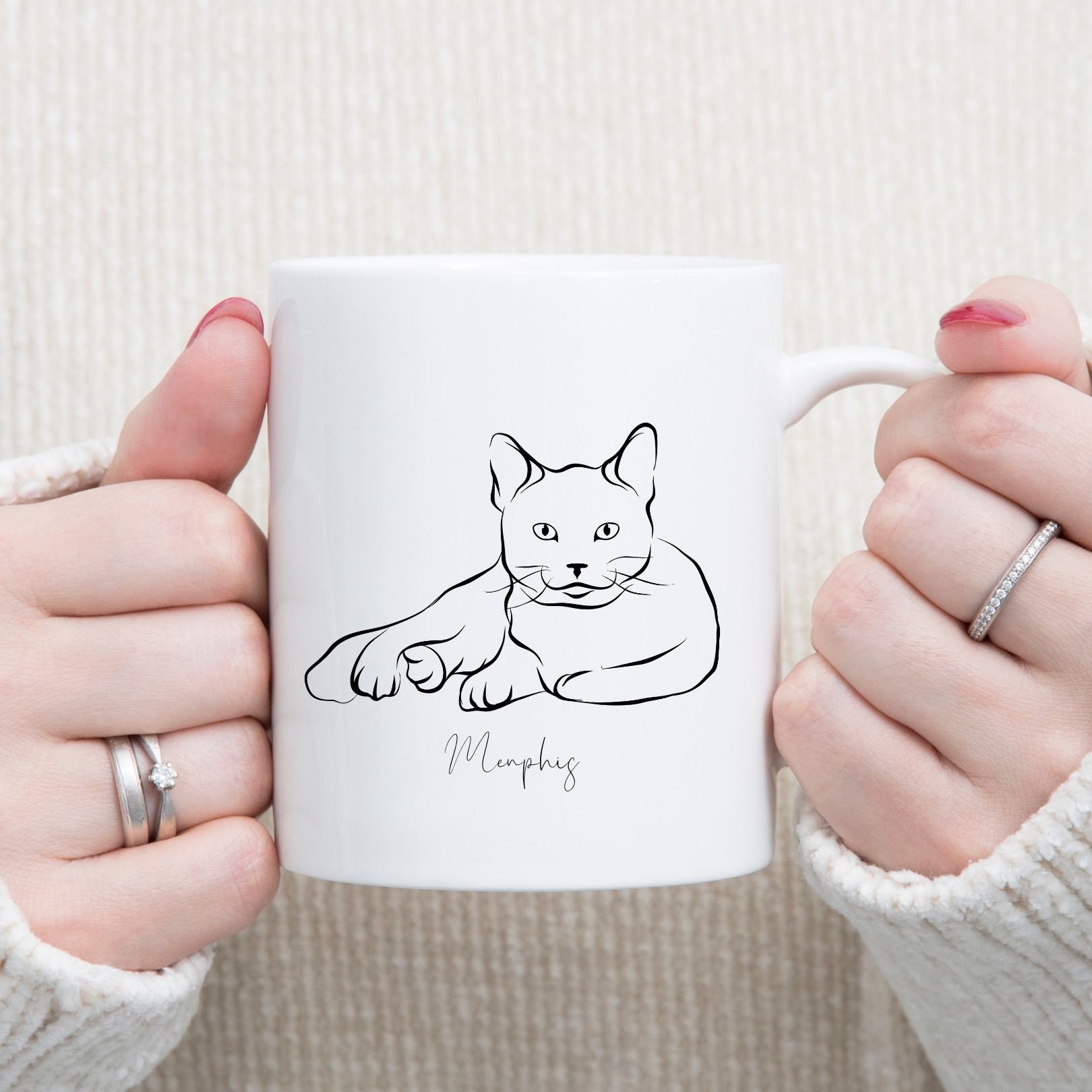 Mug Joli Petit Chat Allongé à Personnaliser