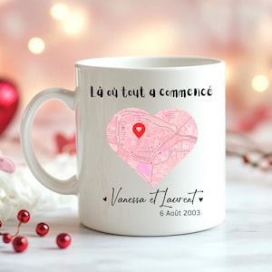 Mug Love meeting place to personalize - Mug Couple - Mug I love you - Mug Valentine&#39;s Day - Gift Love - Birthday - Wedding -