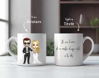 Mug Couple Mariage - Idée Cadeau Mariage - Anniversaire - Mug Personnalisé - Cadeau Personnalisé -