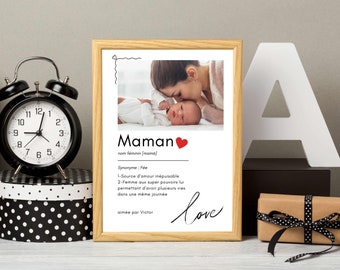 Affiche Définition Maman - Cadeau Maman. -Cadeau Personnalisé Maman - Cadeau Naissance - Fête des Mères -