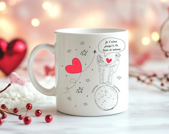 Mug Love I love you to the moon and back - Couple Mug - I love you Mug - Valentine's Day Mug - Love Gift - Birthday - Wedding -