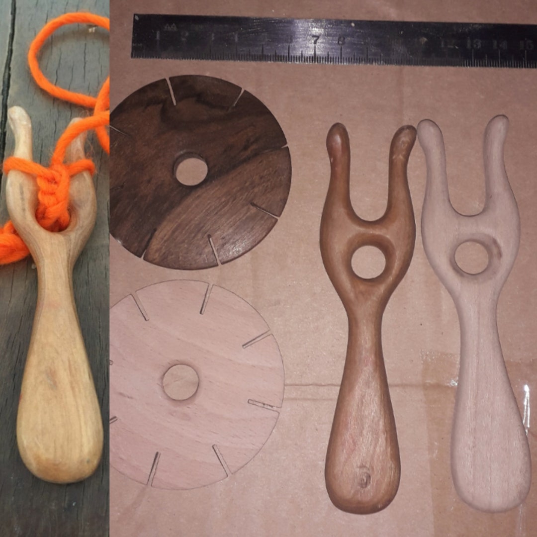 Set of Wood Lucet Fork and Knotting Star Lucet Knitting Fork Etsy