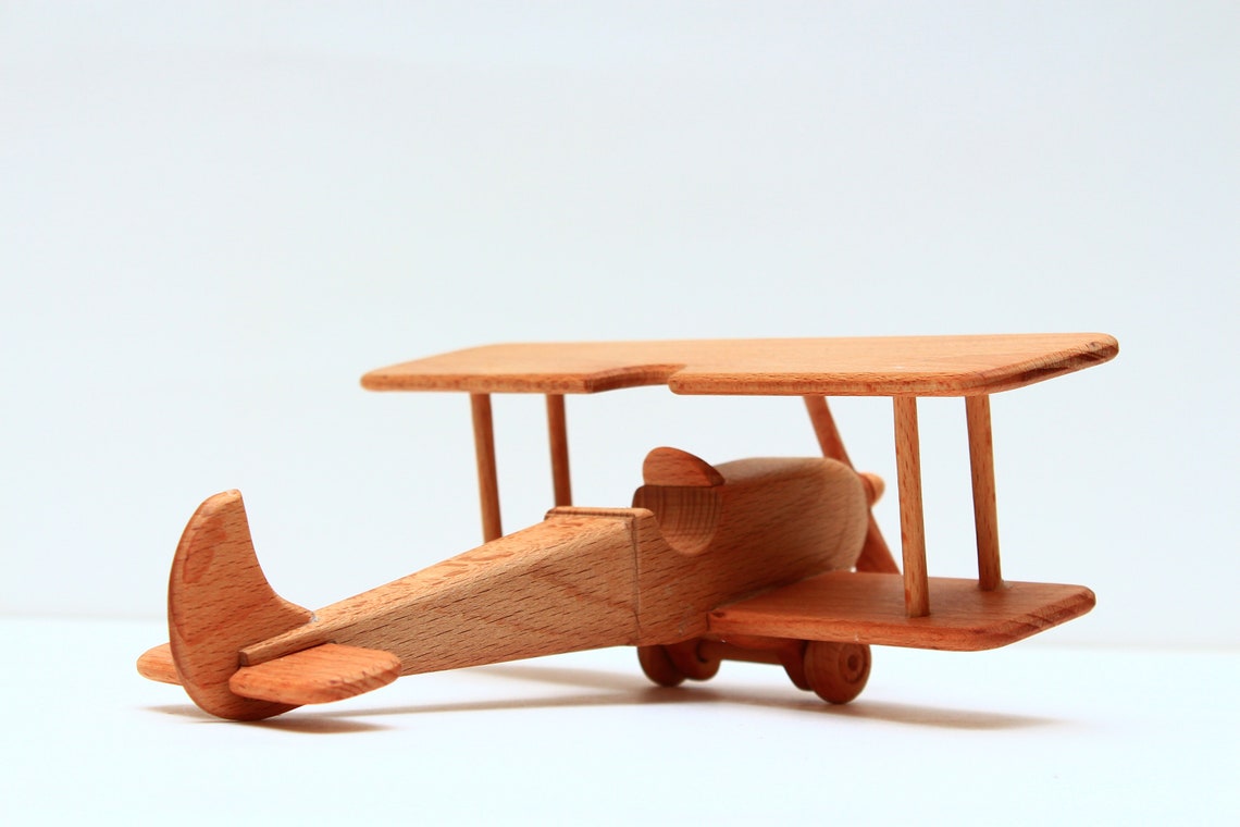 Avion de jouet en bois jouet à deux étages cadeau davion Etsy