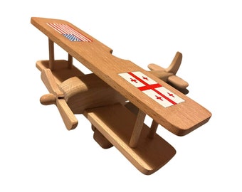 Wooden toy airplane, double decker toy, aeroplane gift, handmade plane toy, Aircraft wood toy, gift for boys
