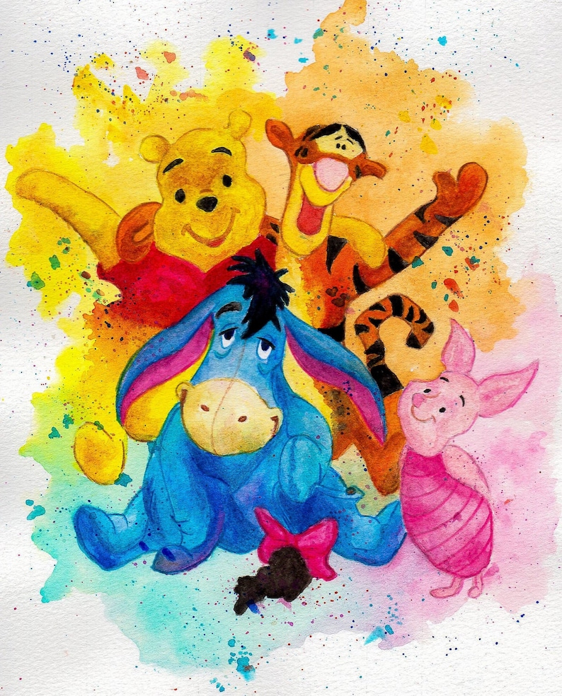 Abstract Winnie the Pooh Art Print Watercolor Painting Etsy
