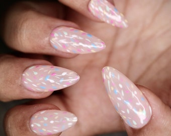 Pastel Sprinkle Press On Nails | Nails | False Nails | Fake Nails | Stick On Nails | Medium Almond