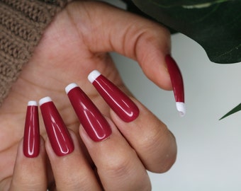 Wine Red Nails Etsy