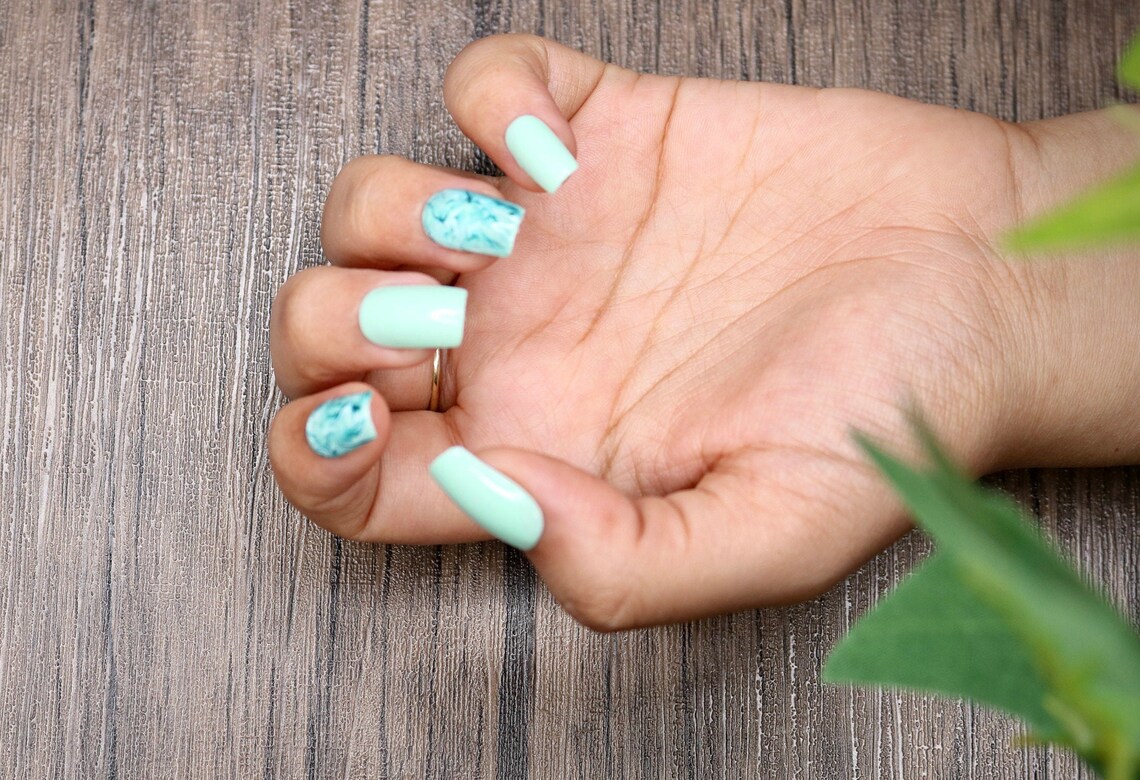 Mint Green Marble Press on Nails Nails False Nails Fake Etsy UK