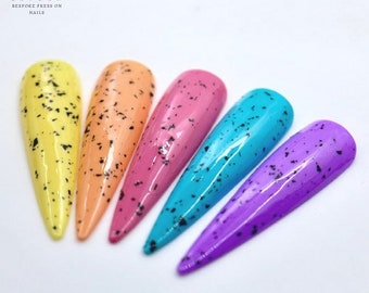 Multi Coloured Speckled Yellow|Orange|Pink|Blue|Purple Press On Nails | False Nails | Fake Nails | Stick On Nails | Extra Long Stiletto