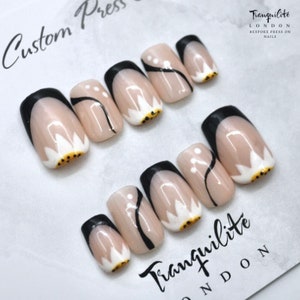 French Floral Swirl Press On Nails | Nails | False Nails | Fake Nails | Stick On Nails | Short Square | Medium Almond