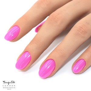 Fuchsia Pink Block Colour Press On Nails | Nails | False Nails | Fake Nails | Stick On Nails | Short Oval