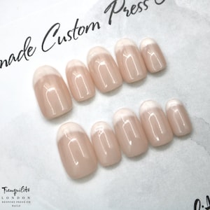 American French Manicure Soft Sheer Pink Cloudy Off White Tip Press On Nails | Nails | French Mani | Fake Nail | Stick On Nails | Short Oval