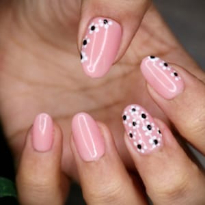 Floral Pink With Dotted Flower Detailing Press On Nails | Nails | False Nails | Fake Nails | Stick On Nails | Short Oval