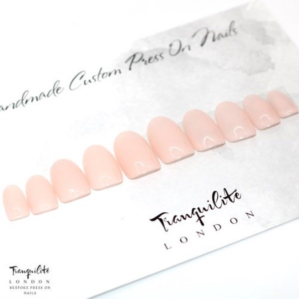 Nude Pink Base Block Colour Press On Nails | Nails | False Nails | Fake Nails | Stick On Nails | Short Oval