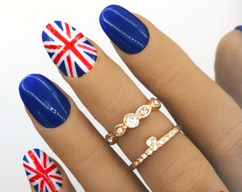 Union Jack Flag Nail Art Inspired Nails Press On Nails | Nails | False Nails | Fake Nails | Stick On Nails | Short Oval