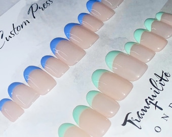 Breeze & Mint French Bundle Press On Nails | Nails | False Nails | Fake Nails | Stick On Nails | Short Oval