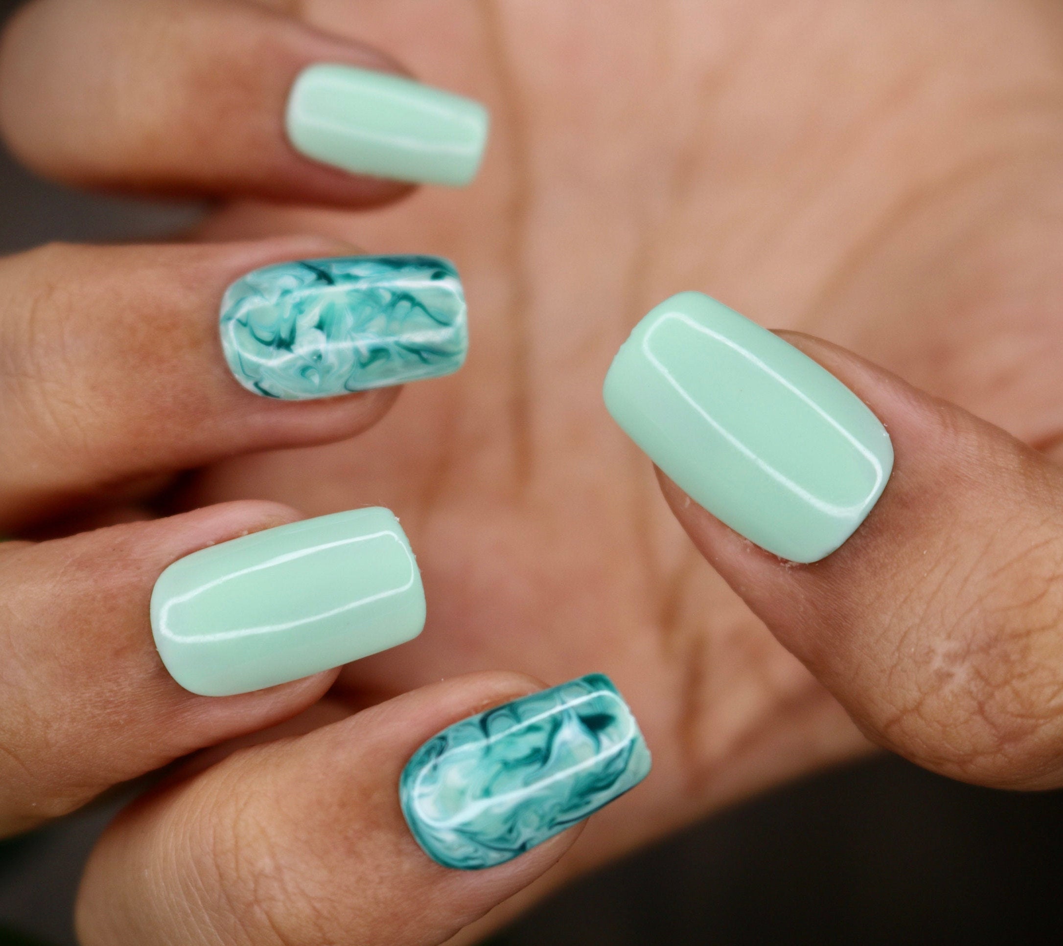 Mint Green Marble Press on Nails Nails False Nails Fake Etsy UK