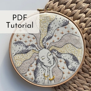 Step-By-Step Dreaming Girl Embroidery Pattern: Beginner Friendly, Romantasy Design