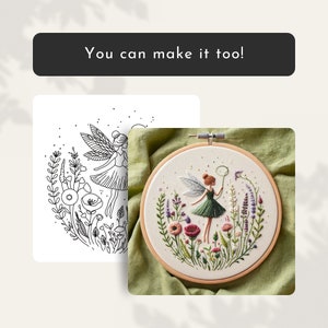 Dancing Fairy Embroidery Pattern: Whimsical Hand Embroidery, Floral ...