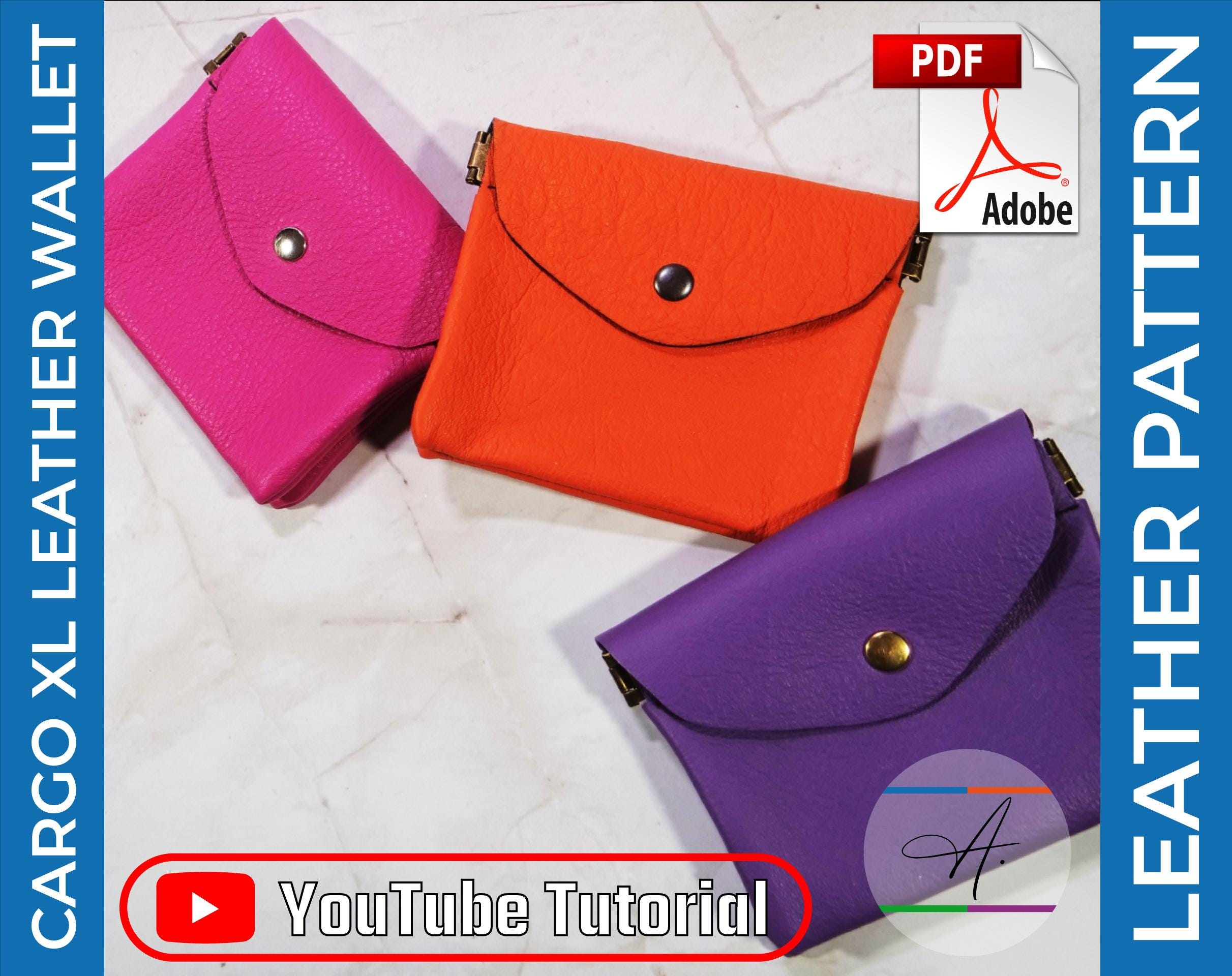Portefeuille en cuir Cargo XL | Patron PDF + Vidéo YouTube - DIY Cuir