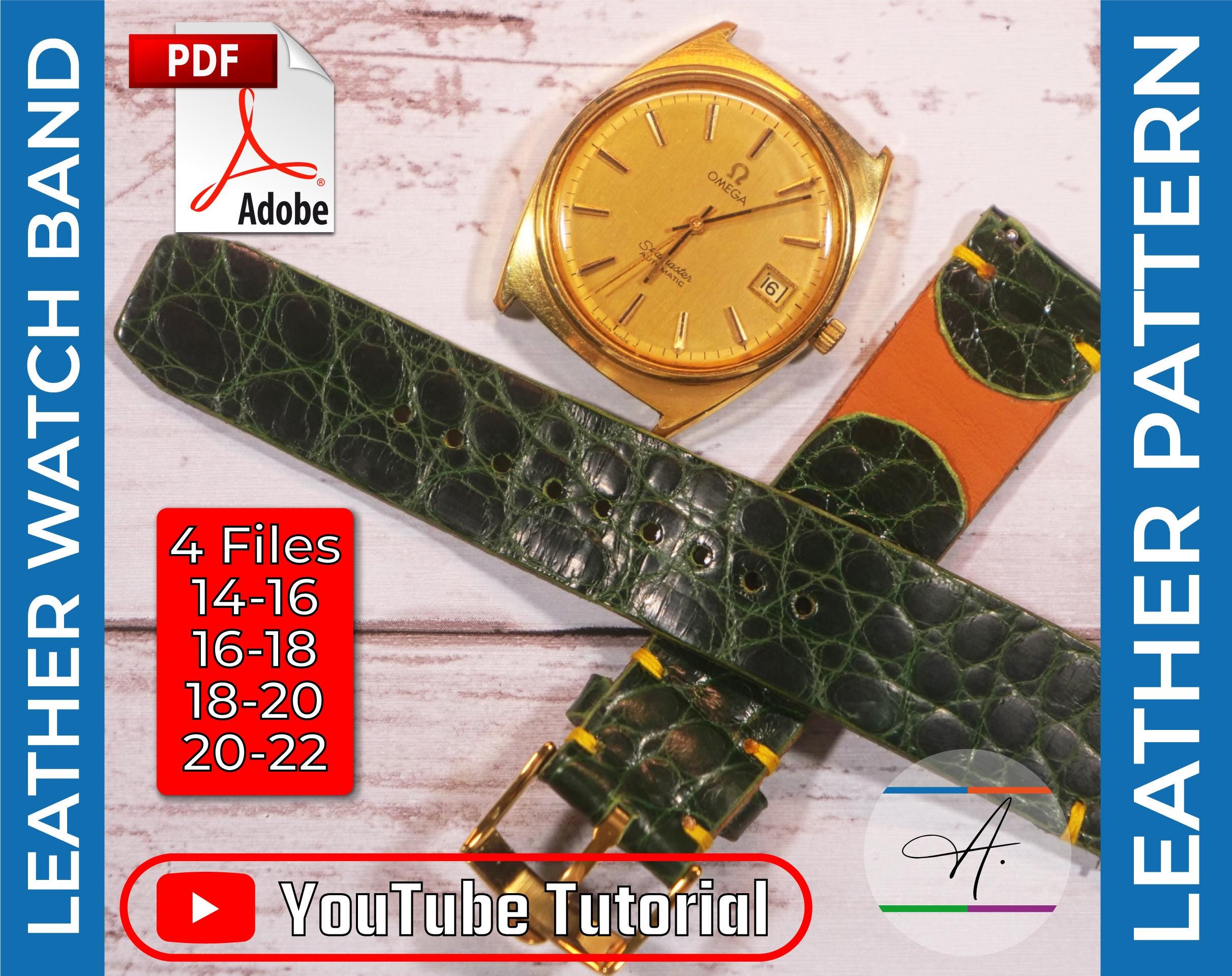Bracelet de Montre en Cuir - Patron PDF en 4 Tailles avec Guide Vidéo