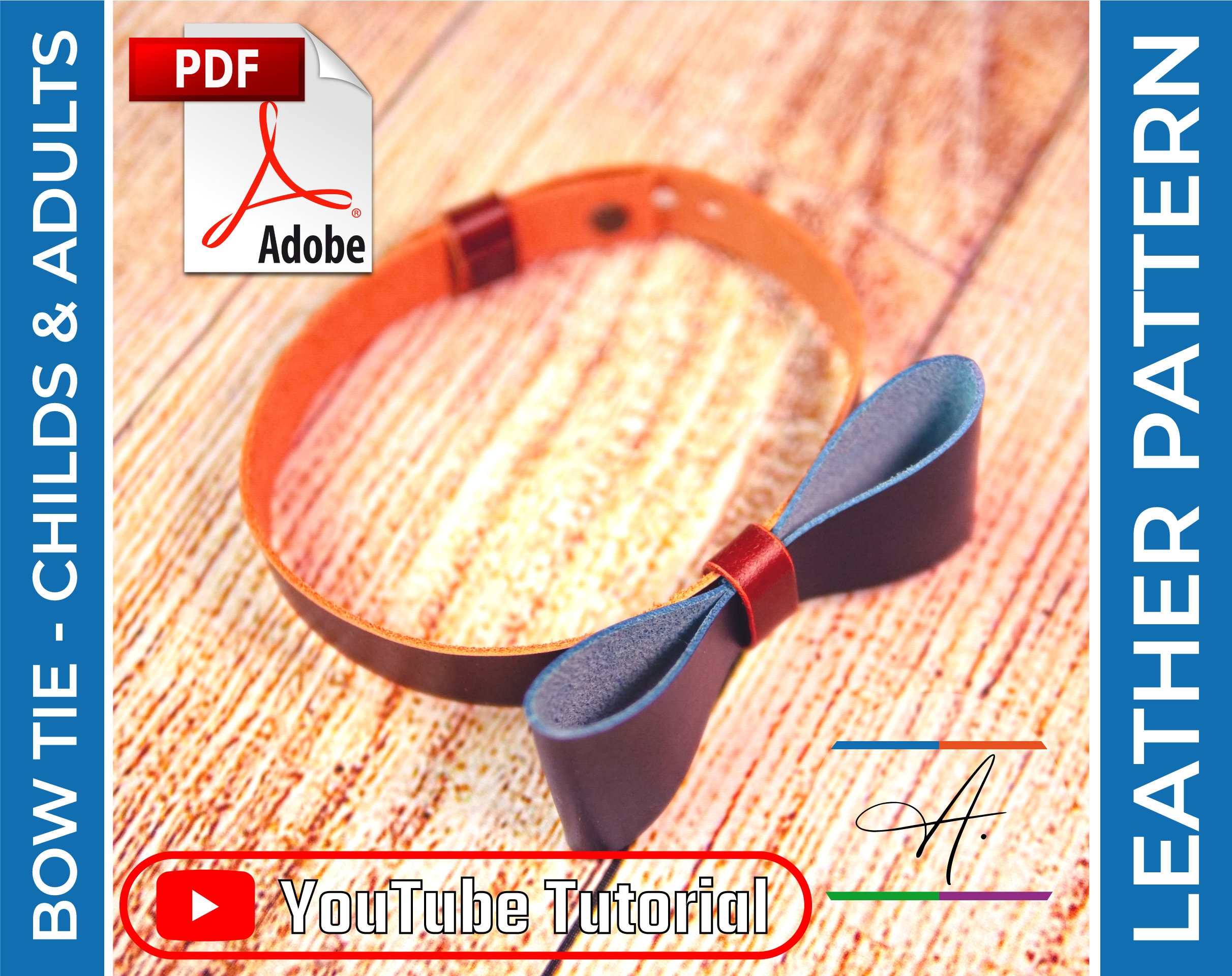 Nœud papillon en cuir – patron PDF – idée cadeau homme fait main avec guide vidéo