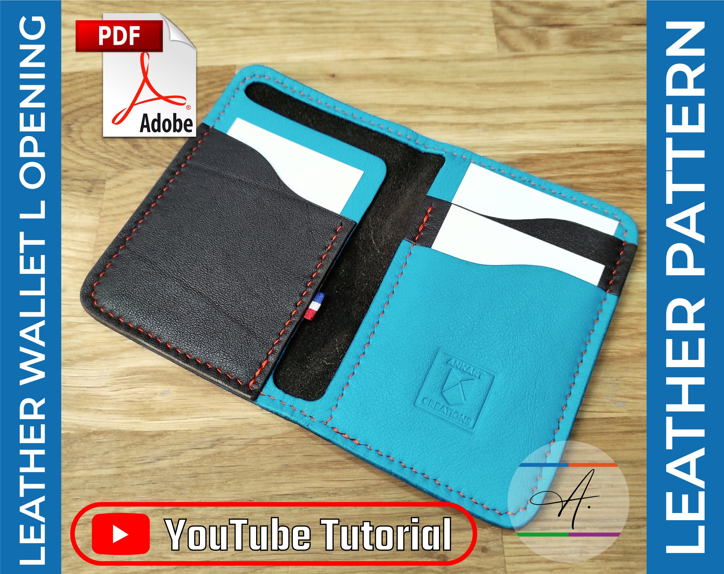Portefeuille en Cuir avec Ouverture Large - Patron PDF avec Guide Vidéo