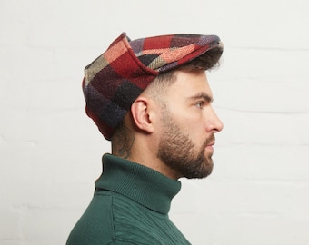 Dasmarca LOGAN Italian Tweed Wool Flat Cap With Earflaps Trapper - Sunset