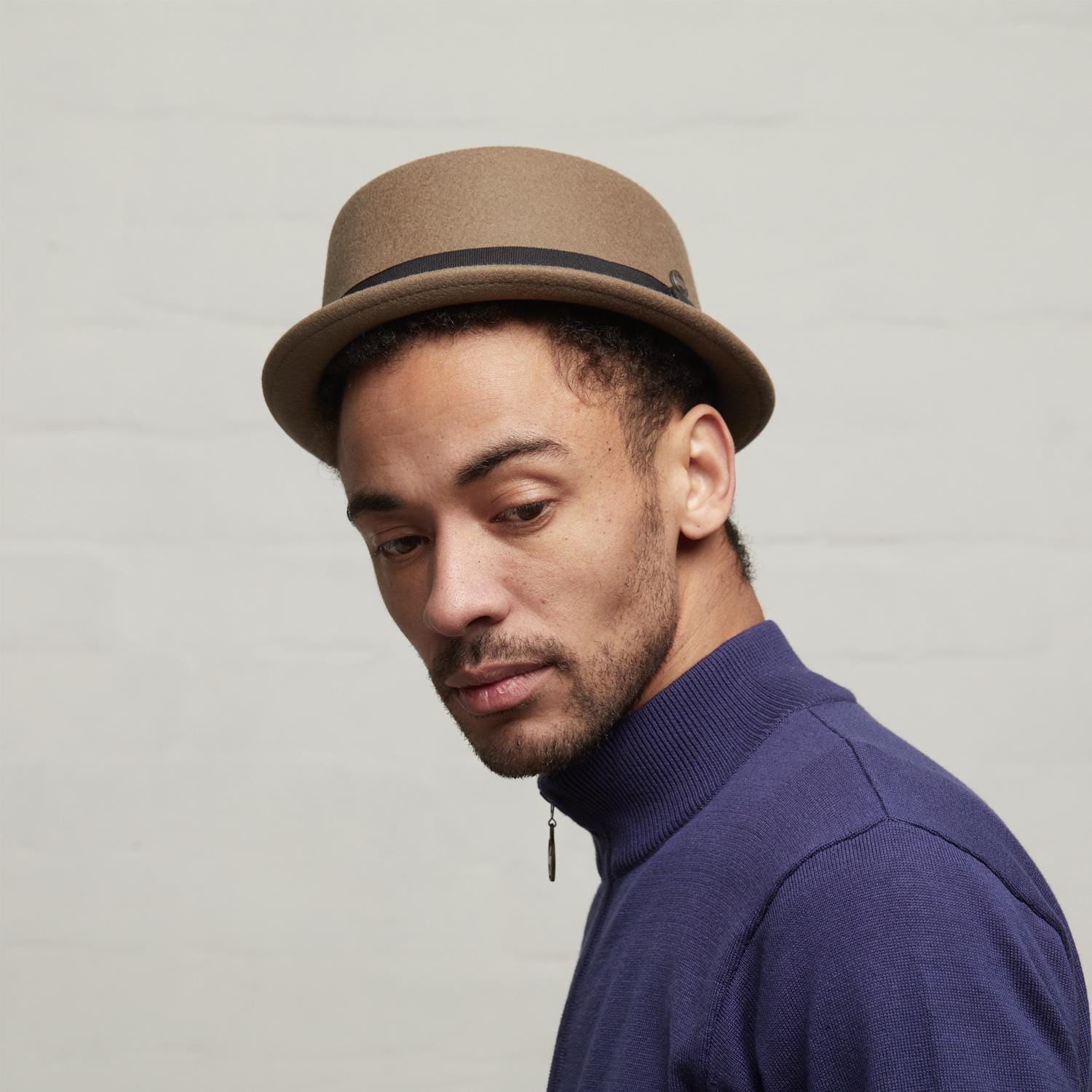 DASMARCA-Jack-Khaki-men's hat-felt hat-winter hat-porkpie hat-short brim porkpie-mod style-rude boy porkpie hat