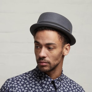 DASMARCA-Jack-Grey porkpie hat-felt porkpie hat-rude boy style hat-mod porkpie hat