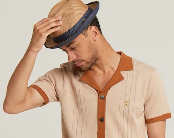 DASMARCA-Florence-Rust-brown summer hat-fedora hat-two tone hat-foldable hat-crushable hat-packable hat-summer hat for men-straw hat for men